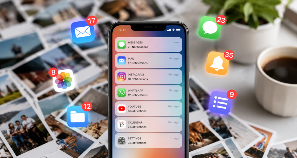 decluttering przestrzeni cyfrowej, odgracanie telefonu, przegląd i organizacja zdjęć, inbox zero